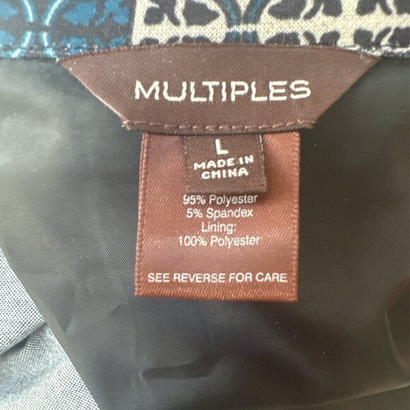 Multiples Large Multicolor Pattern Block 3/4 Sleeve Button Lined Jacket - Picture 6 of 6